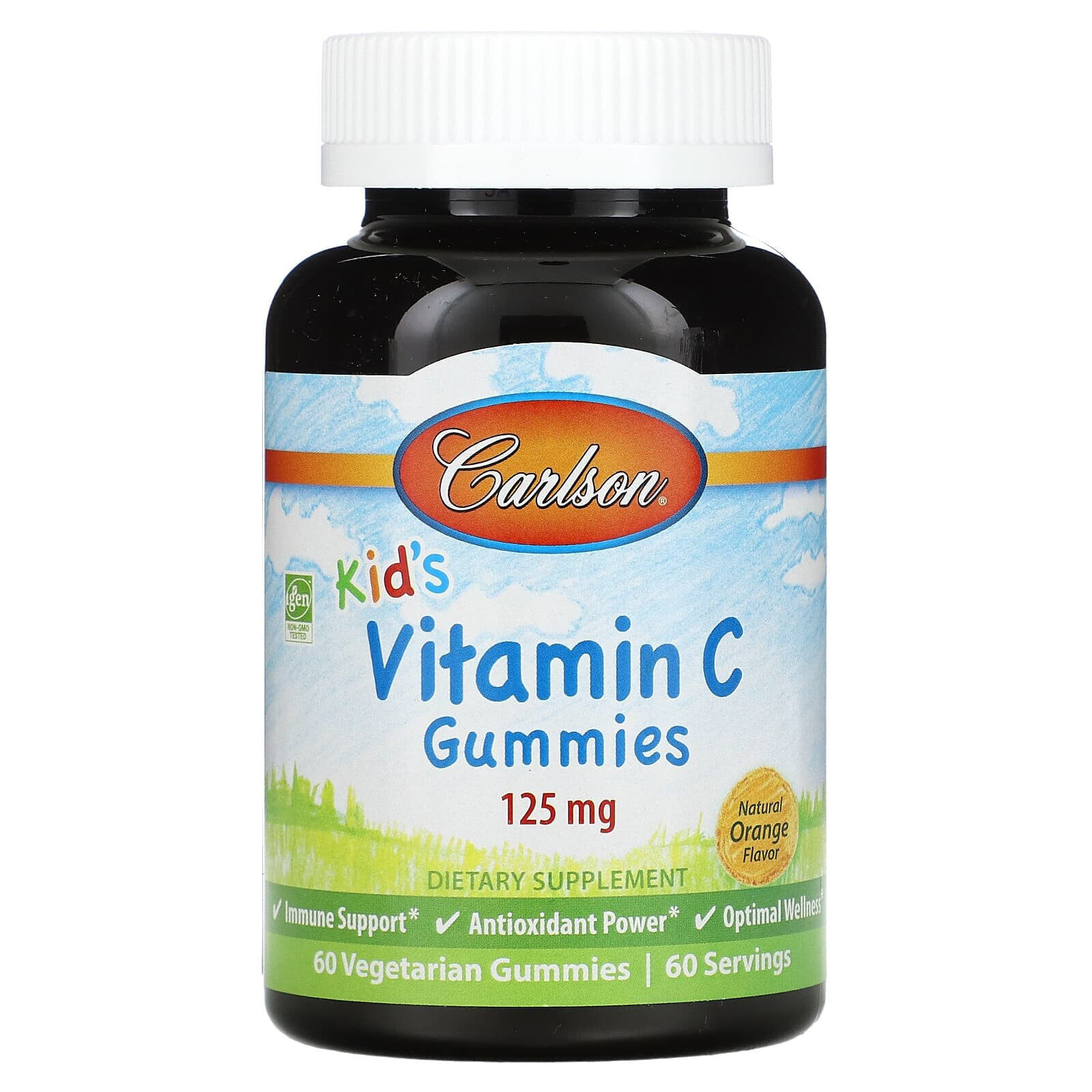 Kid's Vitamin C Gummies, Natural Orange, 125 mg, 60 Vegetarian Gummies