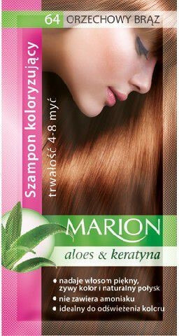 Marion Toning Shampoo 64 Hazelnut Brown Тонирующий шампунь с алоэ и кератином, оттенок - фундук  40 мл