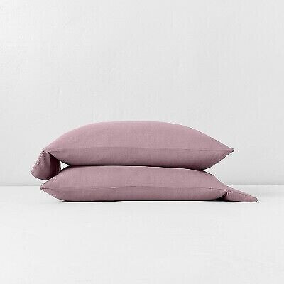 King Linen Blend Pillowcase Set Mauve - Casaluna