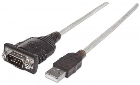 Manhattan 151856 кабель последовательной связи Серебристый 0,45 m USB A Serial/COM/RS232/DB9