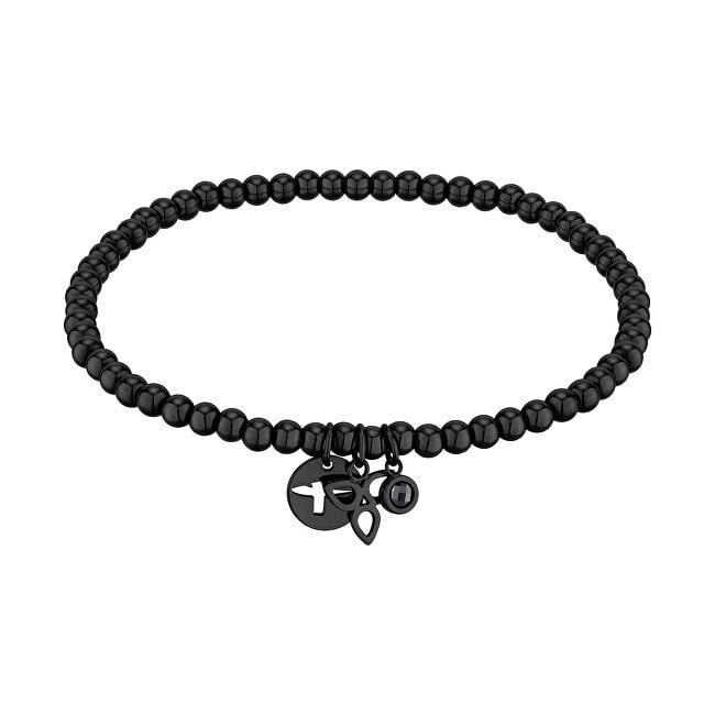 Black beaded bracelet with pendants TJ-0124-B-17