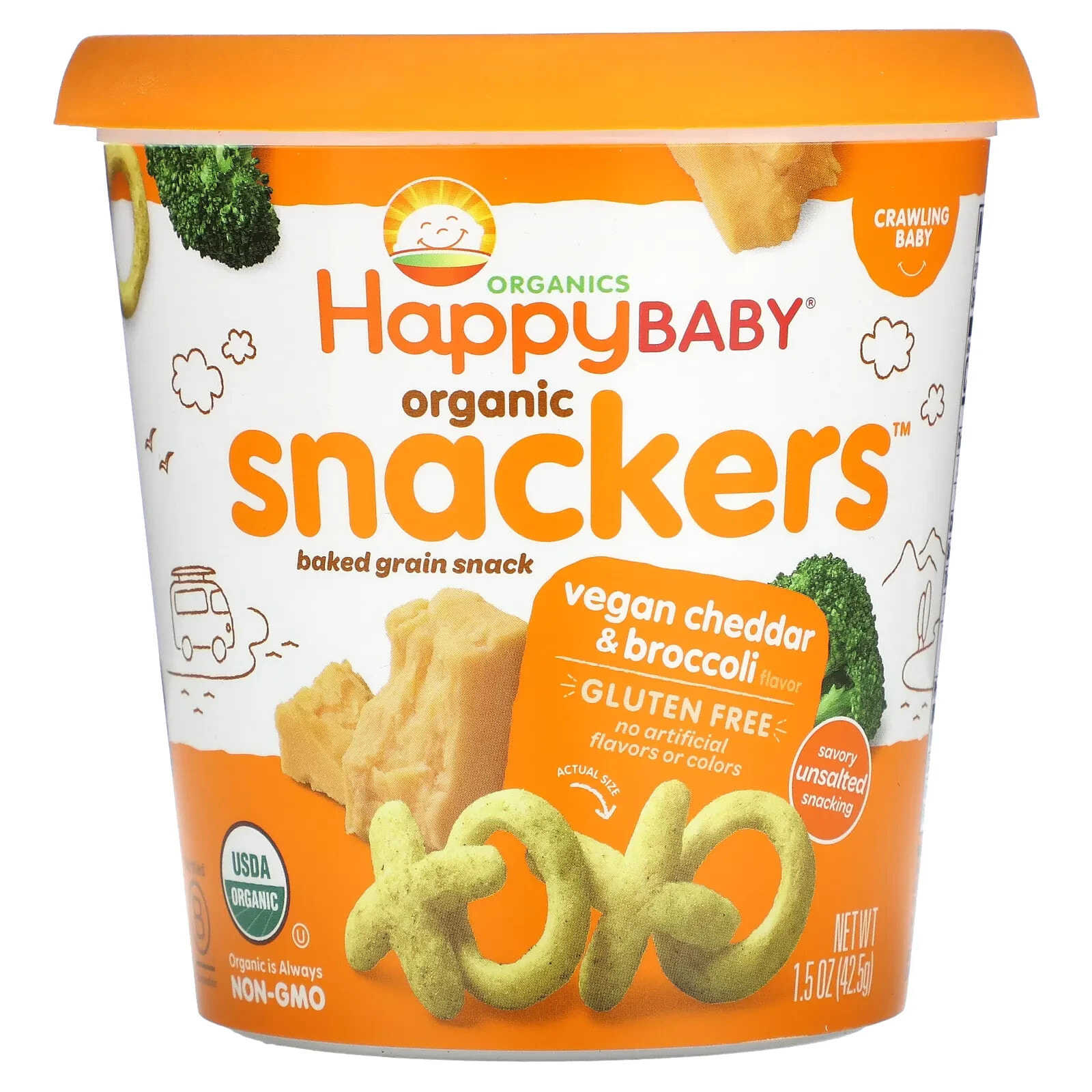 Нэйчэ Инк (Хэппи Бэби), Organic Snackers, сливочный шпинат и морковь, 42,5 г (1,5 унции)