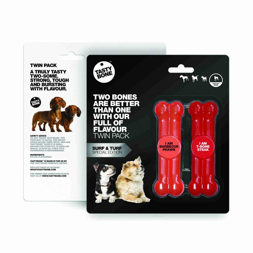 TASTYBONE Twin Pack Bbq Steak Shrimp Toy Bone