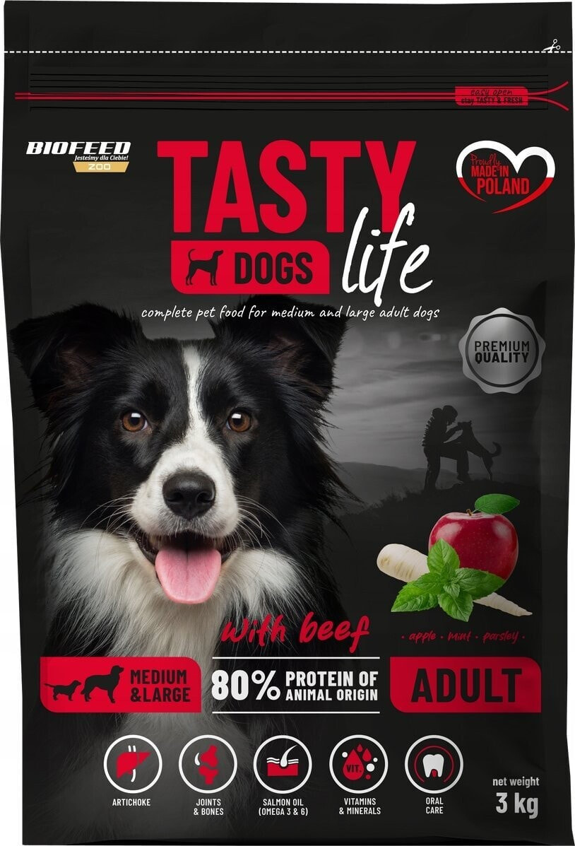 Biofeed BIOFEED TASTY DOGS LIFE ADULT M&L WITH BEEF 3KG