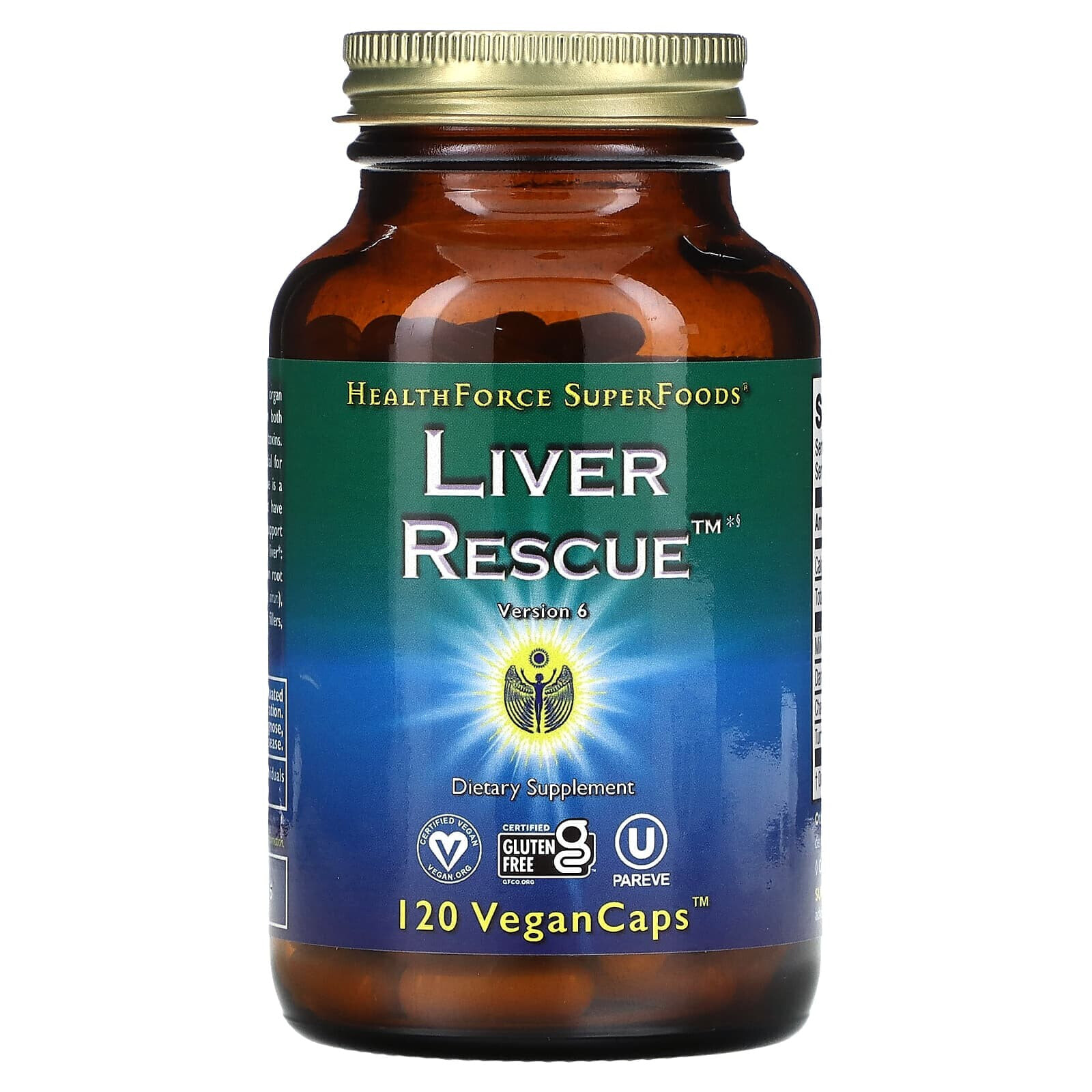 HealthForce Superfoods, Liver Rescue, препарат для печени, версия 6, 120 веганских капсул VeganCaps