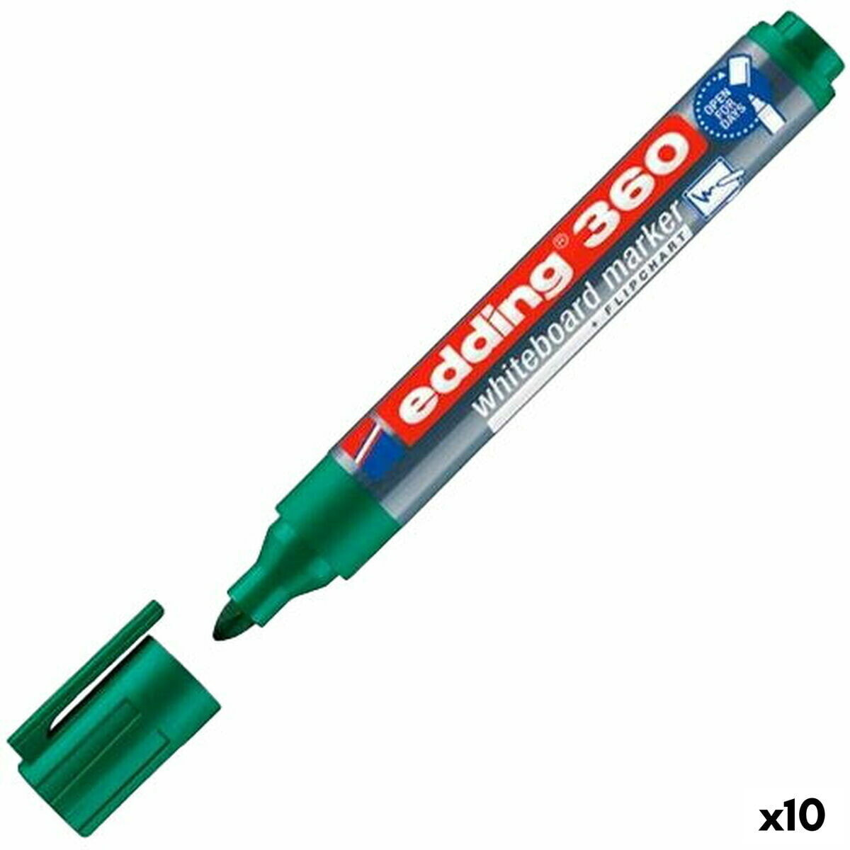 Whiteboard marker Edding 360 Rechargeable Green (10 Units)
