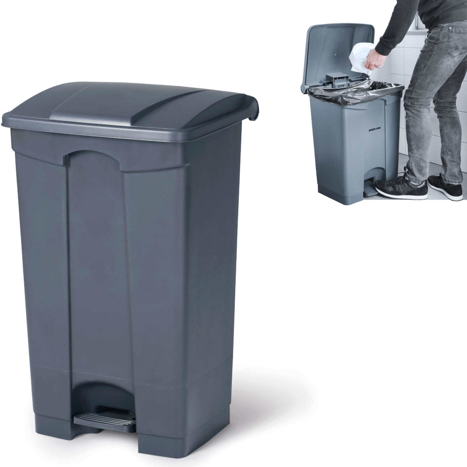 Waste trash can container with pedal 87L