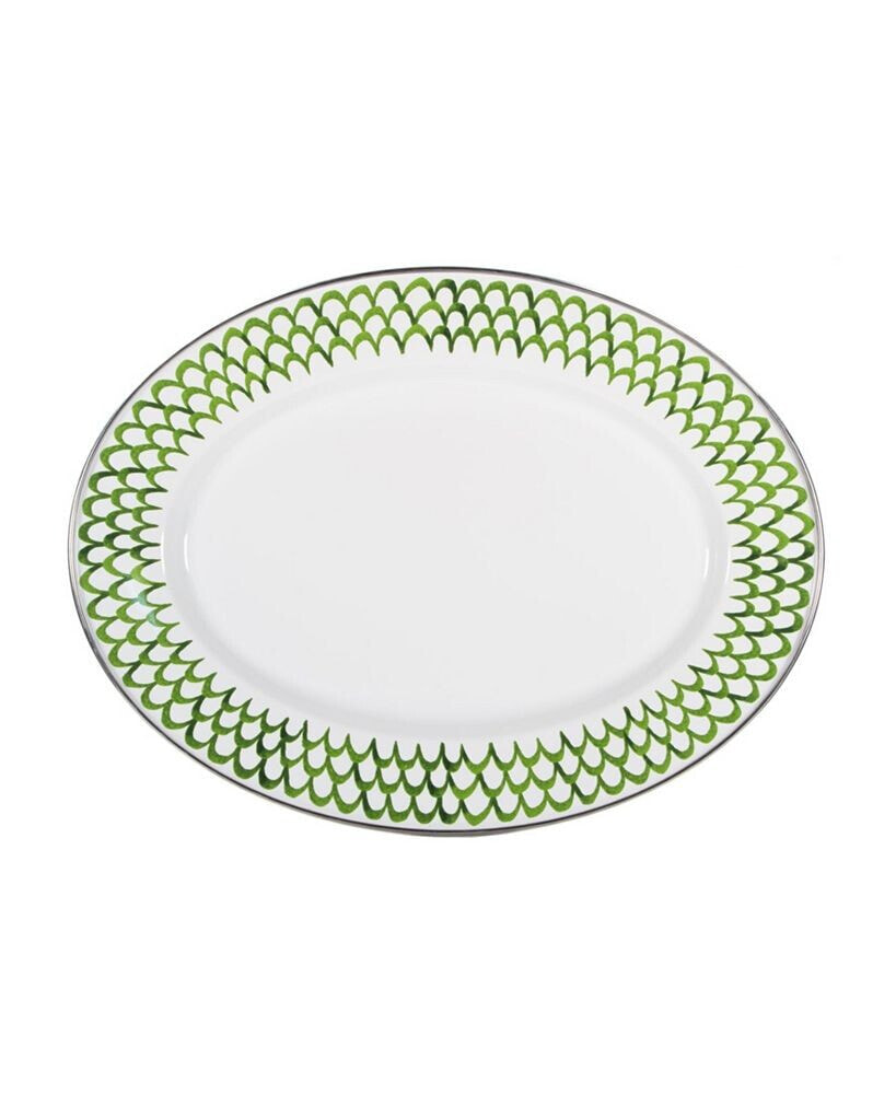 Golden Rabbit scallop Enamelware Oval Platter