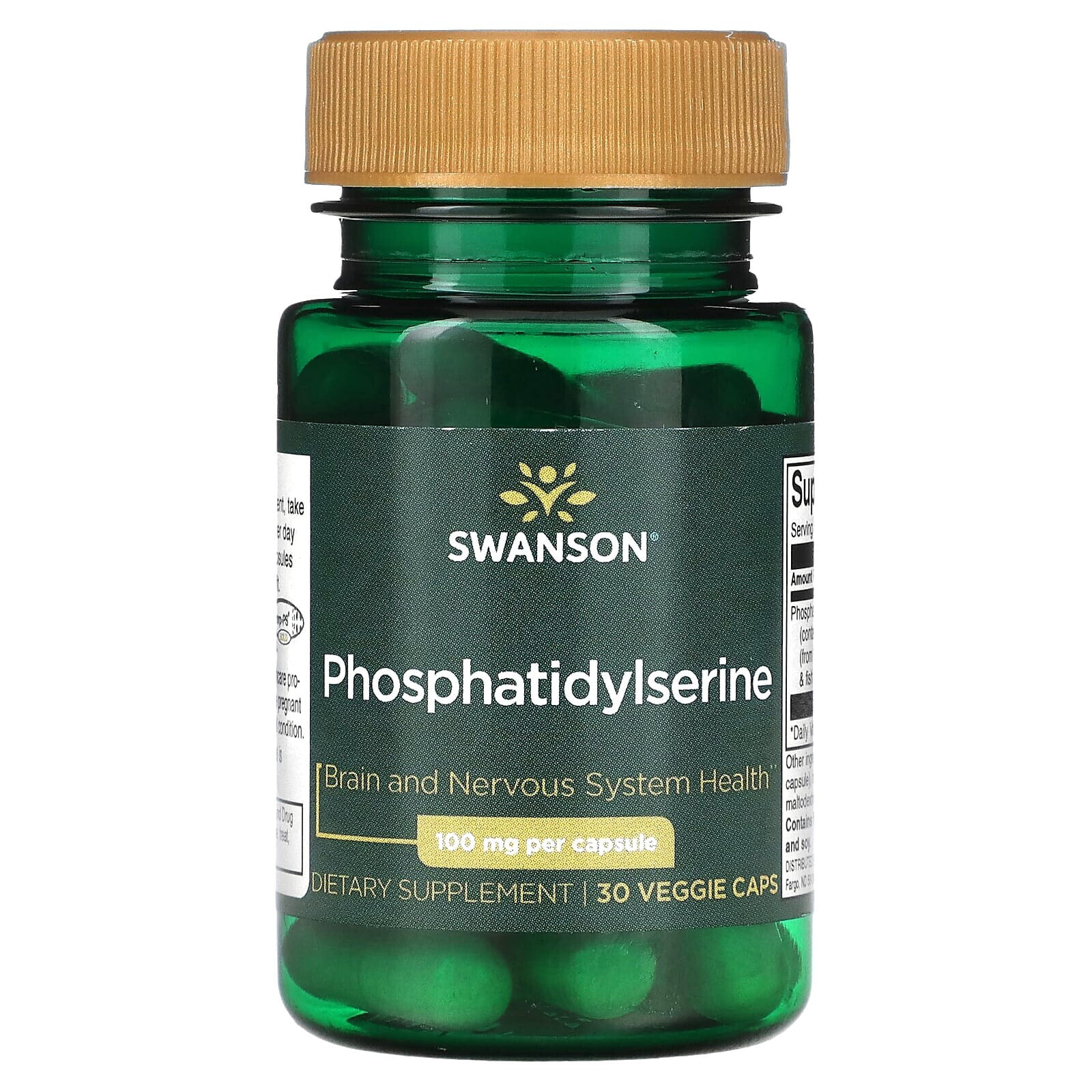 Swanson, Фосфатидилсерин, 100 мг, 30 растительных капсул