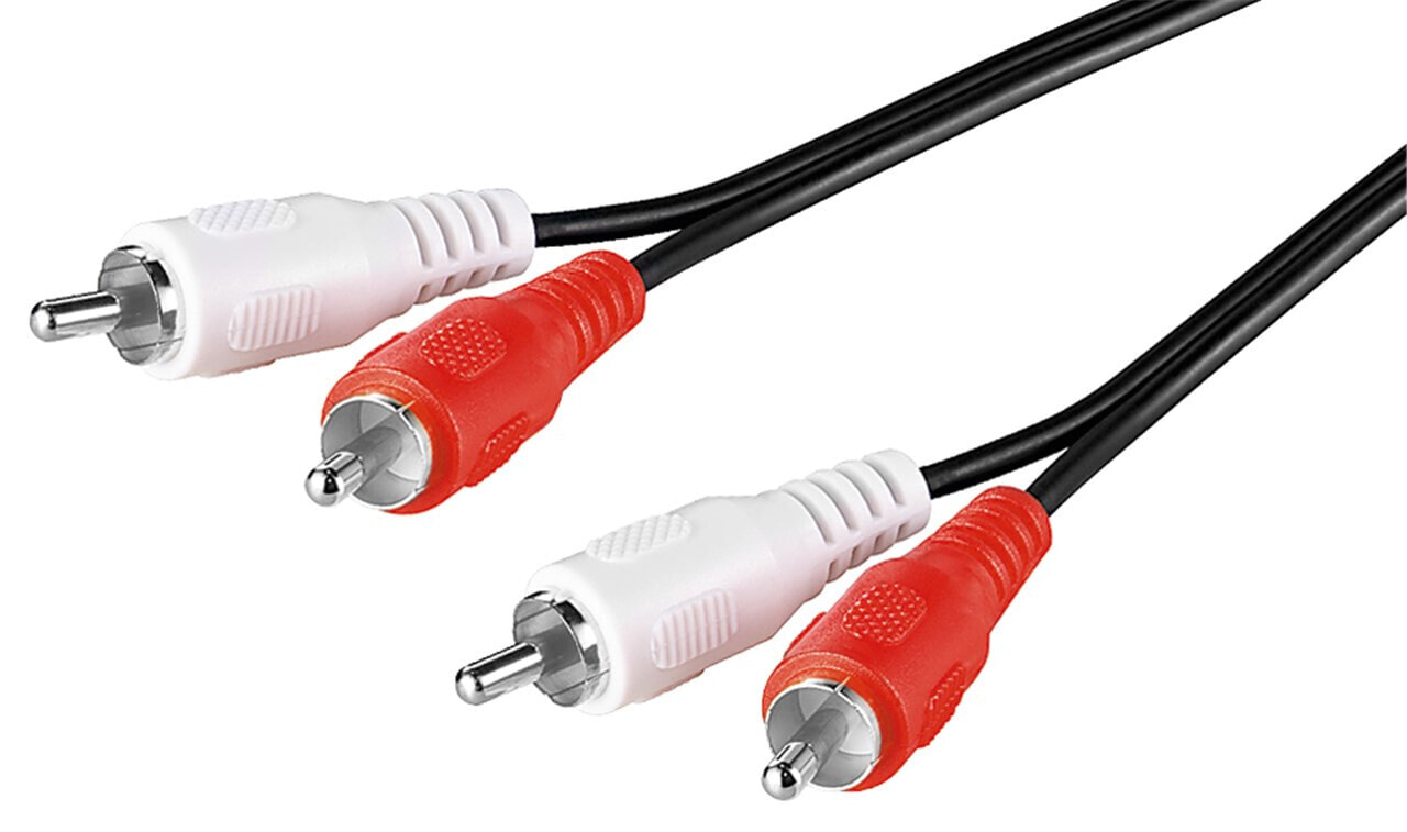 Wentronic Stereo RCA Cable 2x RCA - 5 m - 2 x RCA - Male - 2 x RCA - Male - 5 m - Black