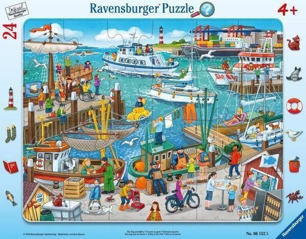 Детский развивающий пазл Ravensburger Puzzle 24 ramkowe Dzień w porcie 061525