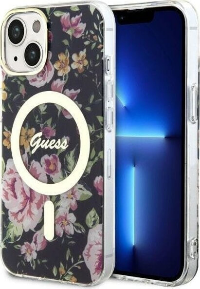 Guess Guess Flower MagSafe - Etui iPhone 14 (Czarny)