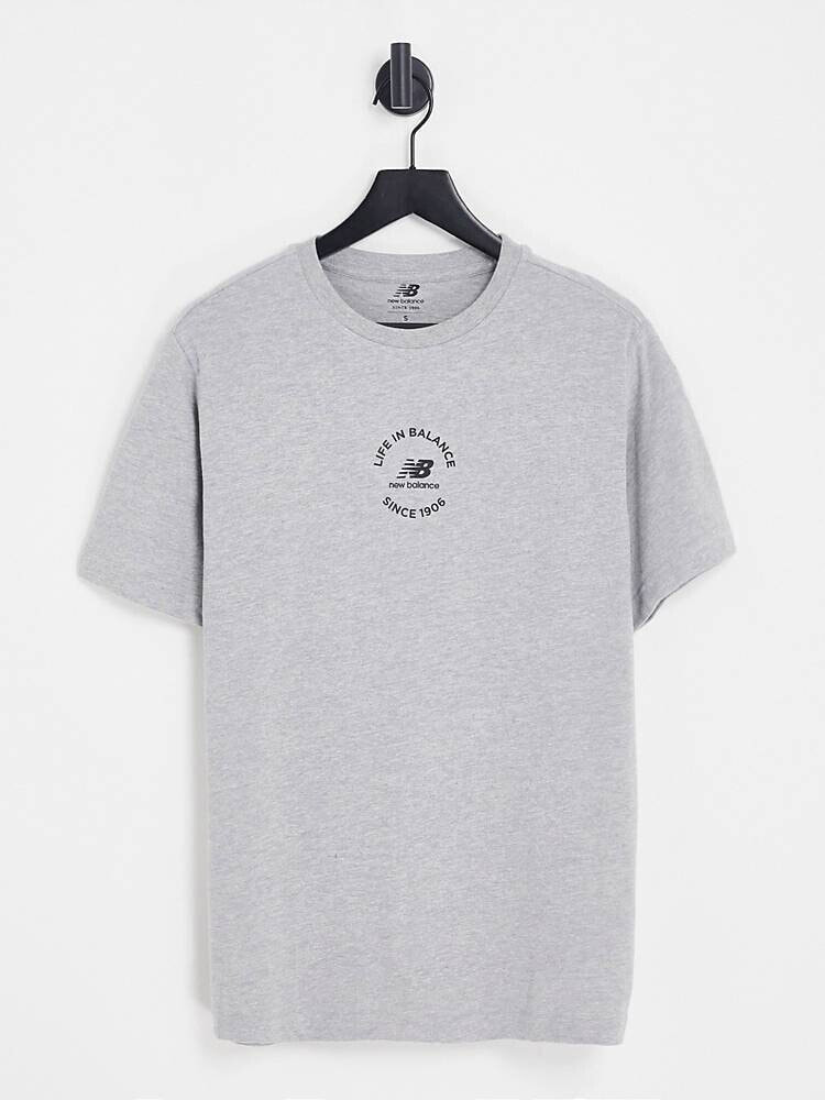 New Balance – Unisex-T-Shirt in Grau mit „Life in Balance“-Print