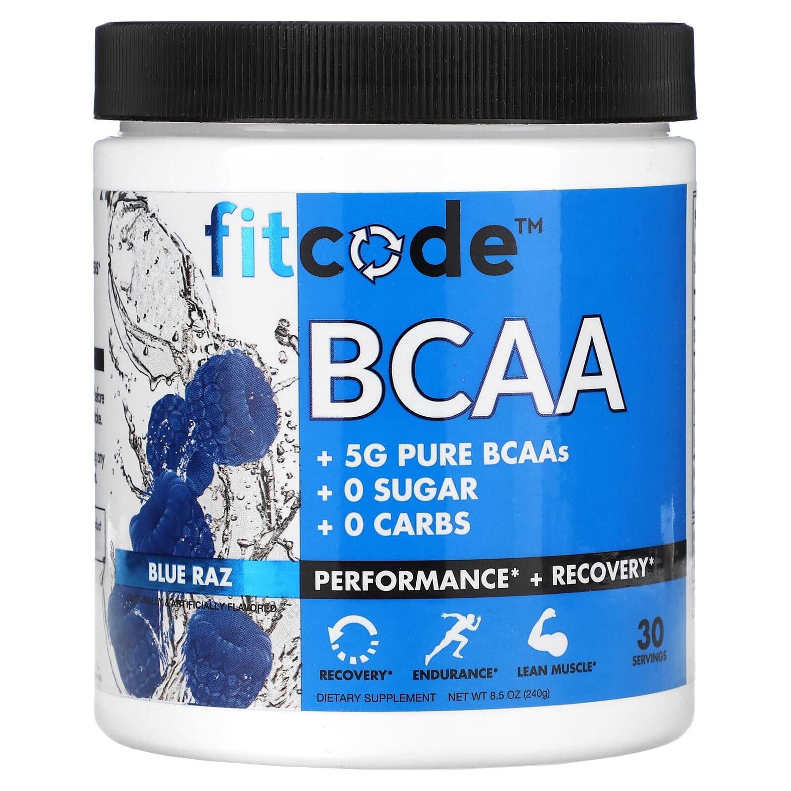 FITCODE, BCAA, Blue Raz, 5 г, 240 г (8,5 унции)