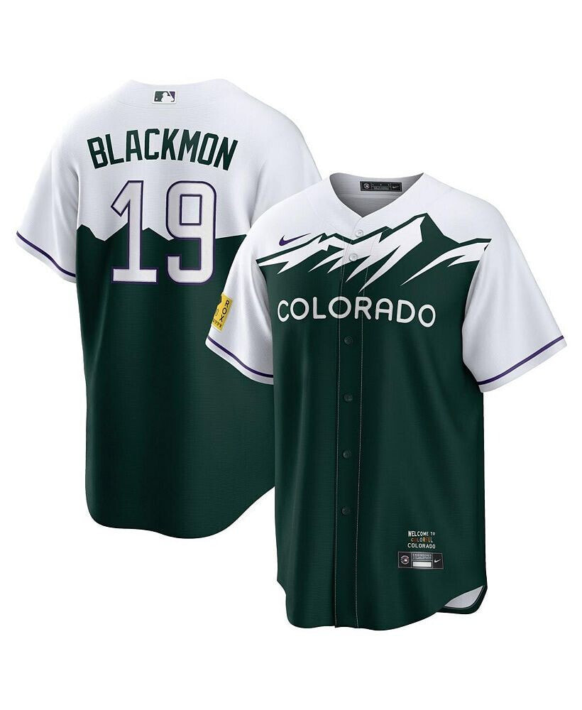 Nike men's Charlie Blackmon White, Forest Green Colorado Rockies City Connect Replica Player Jersey