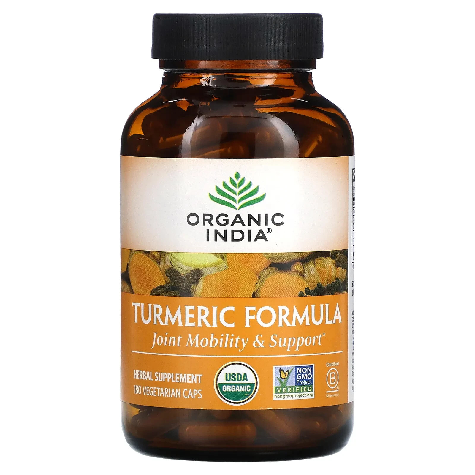 Органик Индиа, Turmeric Formula, куркума, поддержка подвижности и здоровья суставов, 90 растительных капсул