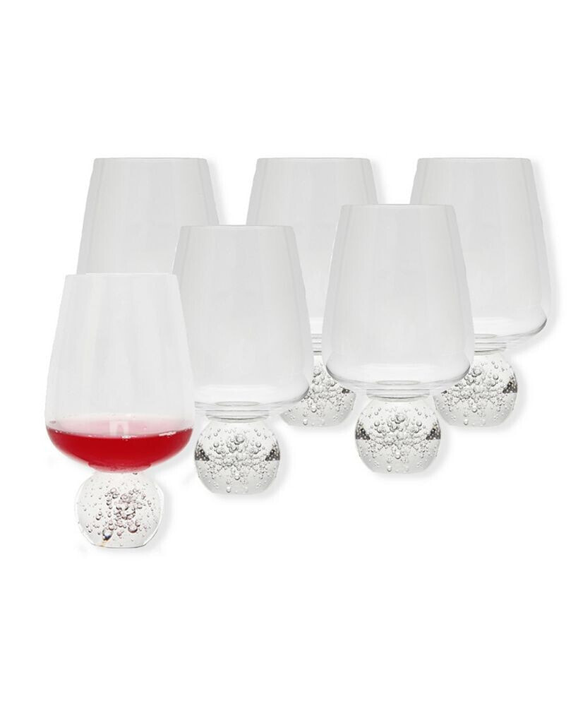 Classic Touch wine Glasses on Crystal Ball Pedestal, Set of 6