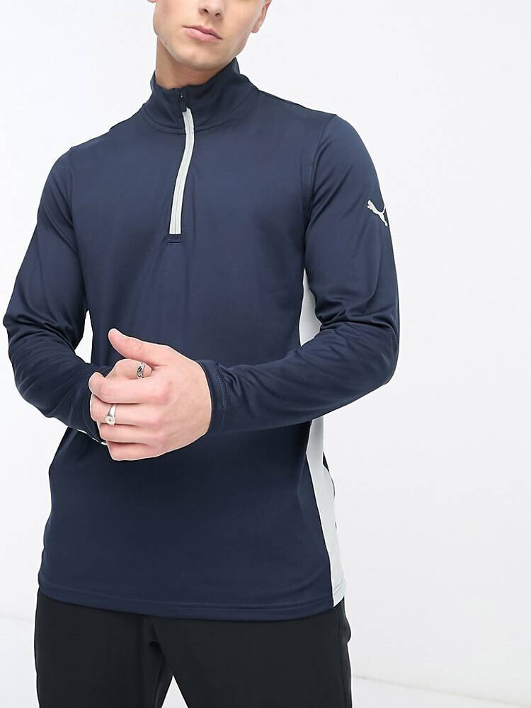 PUMA Golf – Gamer – Sweatshirt in Marineblau mit kurzem Reißverschluss