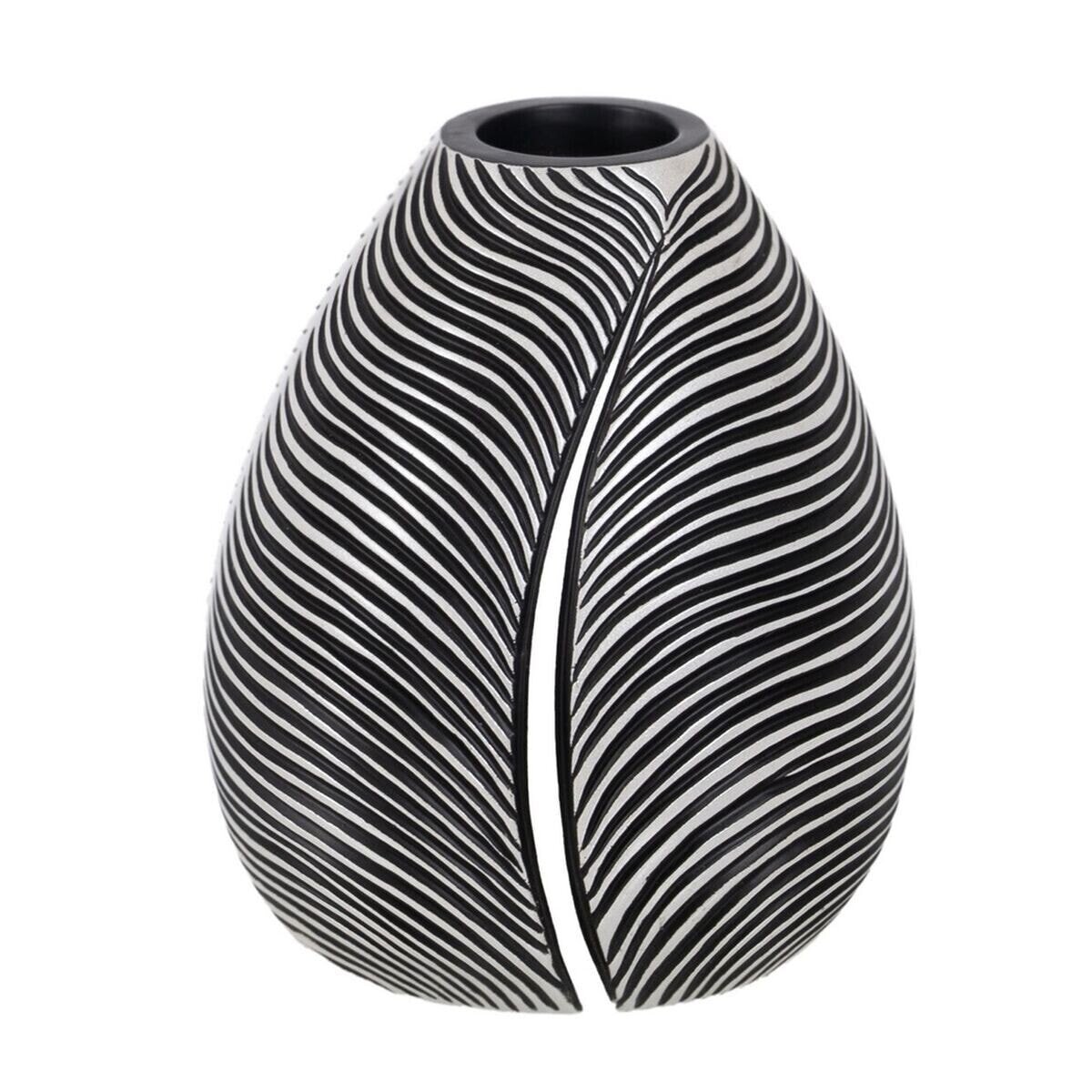 Vase White Black Polyresin 17,5 x 17,5 x 20,5 cm
