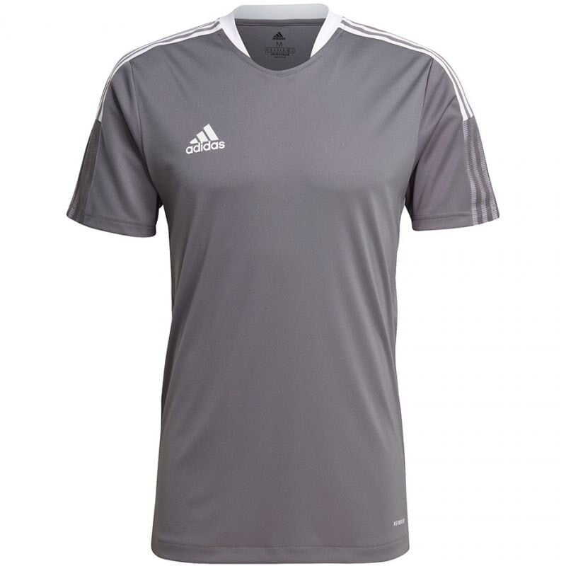 Мужская футболка спортивная серая однотонная Adidas Tiro 21 Training Jersey M GM7587