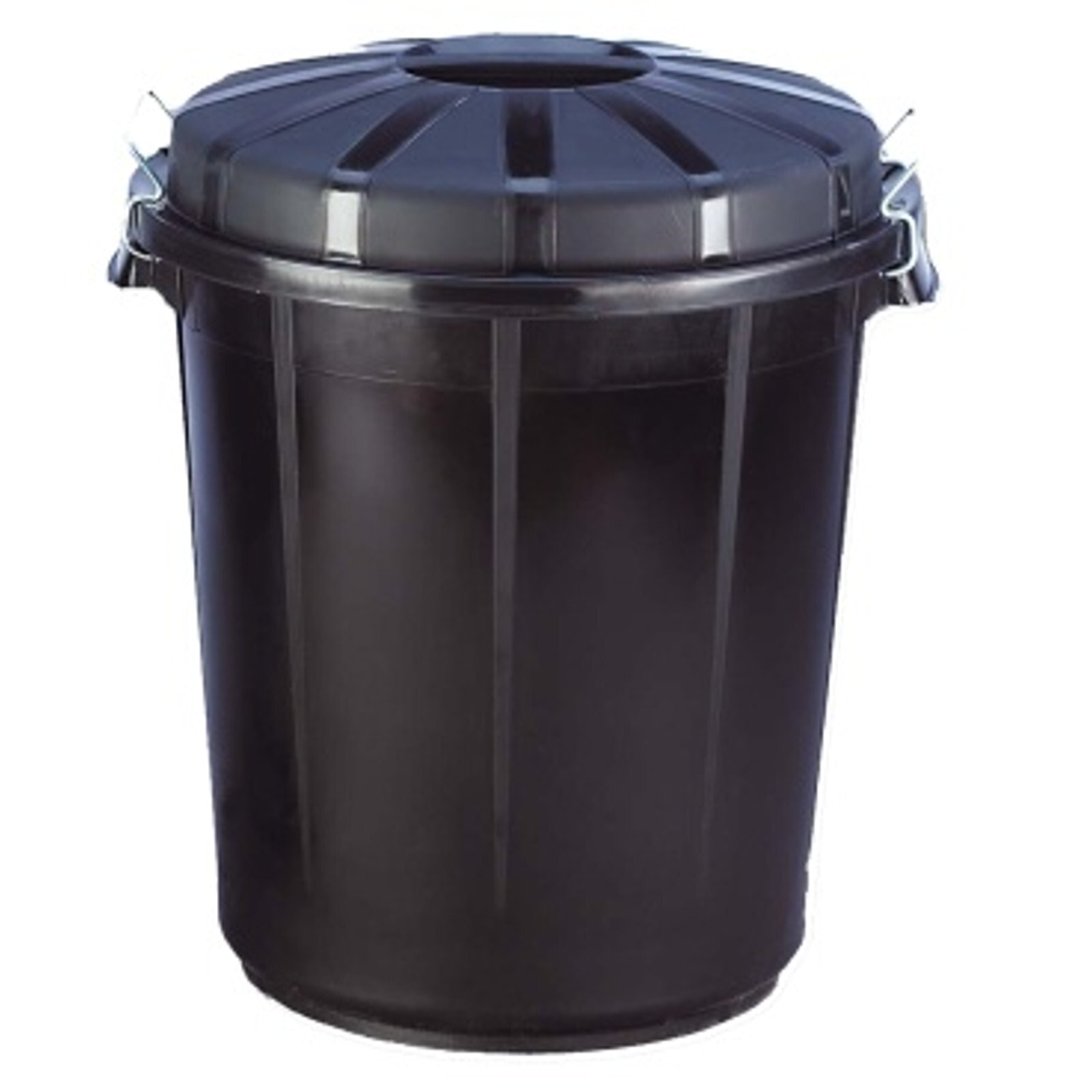 Universal waste bin container with a lid, round 70L black