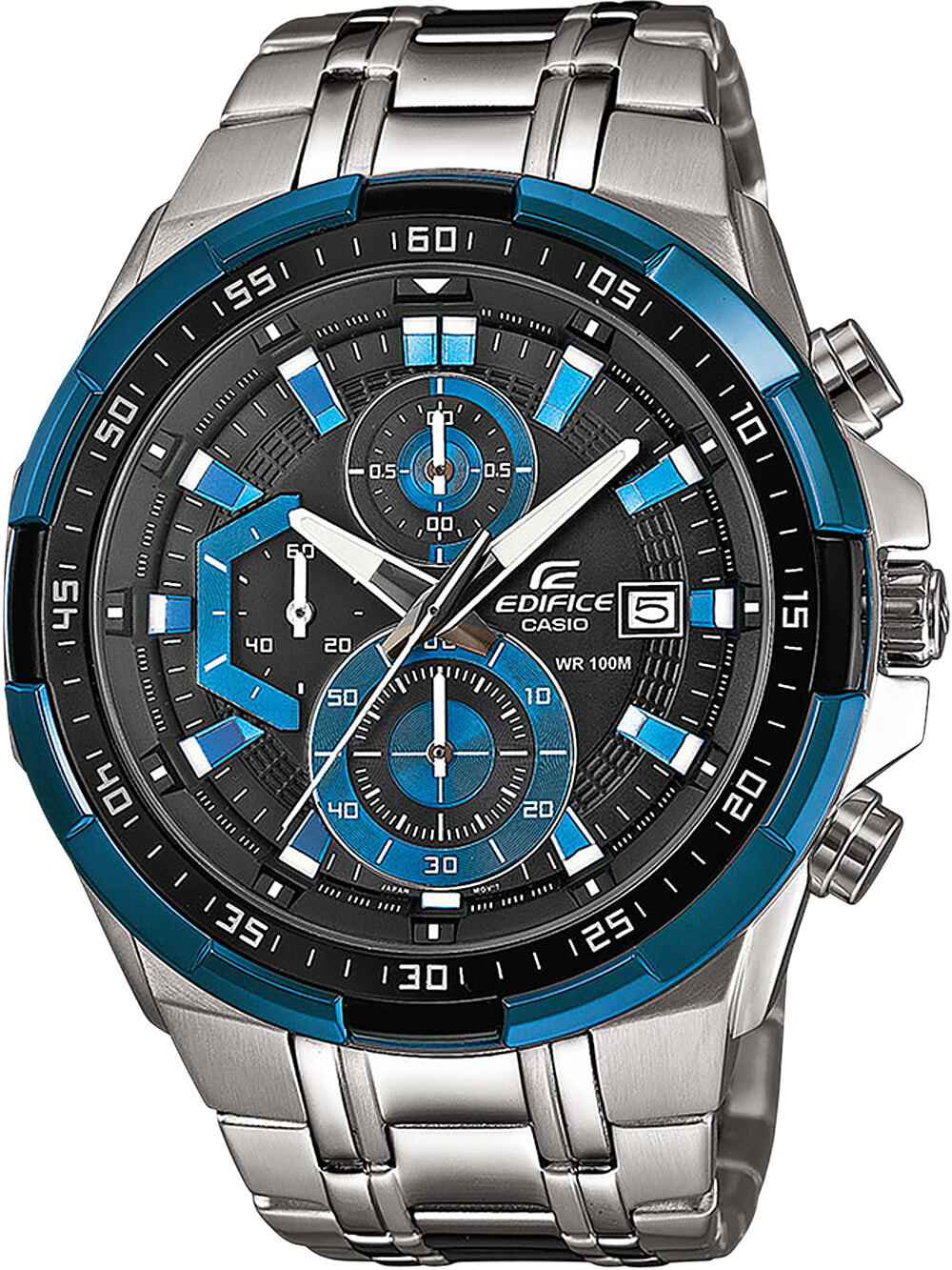Мужские наручные часы с серебряным браслетом Casio EFR-539D-1A2VUEF Edifice Chronograph 49mm 10ATM