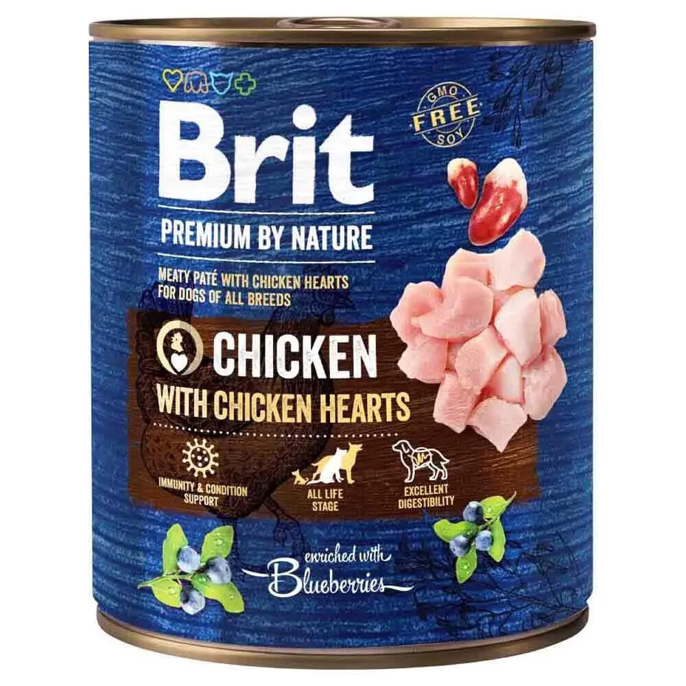 BRIT Premium By Nature Chicken With Hearts 800g Wet Dog Food