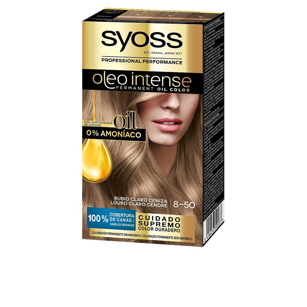 Syoss Olio Intense permanente Hair Color No. 8.50 Ash Blonde Стойкая масляная краска для волос без аммиака, оттенок пепельно-русый