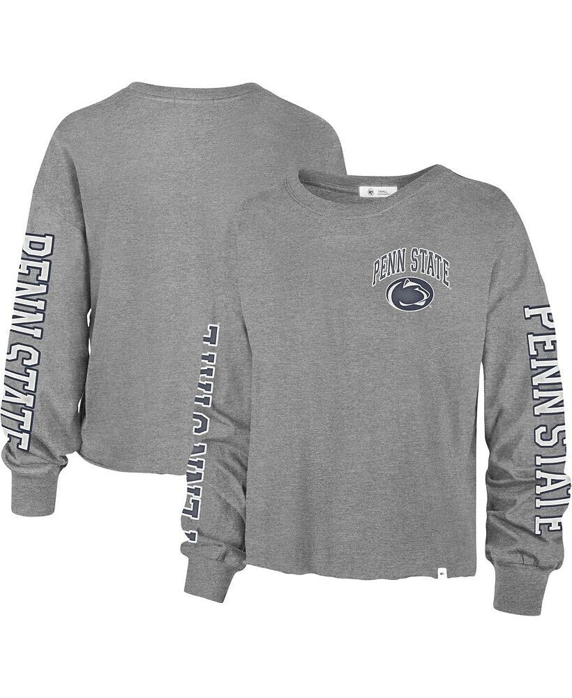 '47 Brand women's Heathered Gray Penn State Nittany Lions Ultra Max Parkway Long Sleeve Cropped T-shirt