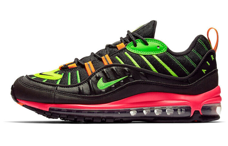 Nike Air Max 98 Neon Highlighter 低帮 跑步鞋 男款 黑绿红 气垫复古运动 / Кроссовки Nike Air Max 98 Neon Highlighter CI2291-083