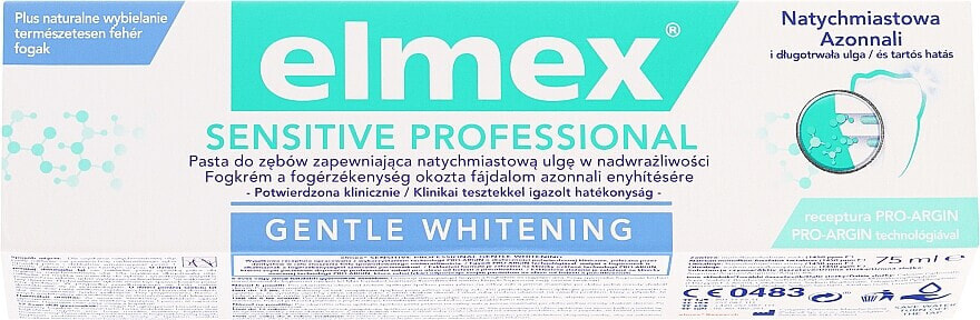 Aufhellende Zahnpasta mit Aminfluorid für empfindliche Zähne - Elmex Professional Sensitive Professional Gentle Whitening