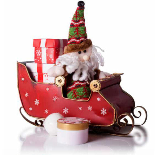 Lady Cotton Metal Sled With Dad Felt Noel Подарочный набор для ухода за телом:   Соль для ванн Red  25 г + Игристая бомба для ванны  40 г + Лосьон для тела  50 мл