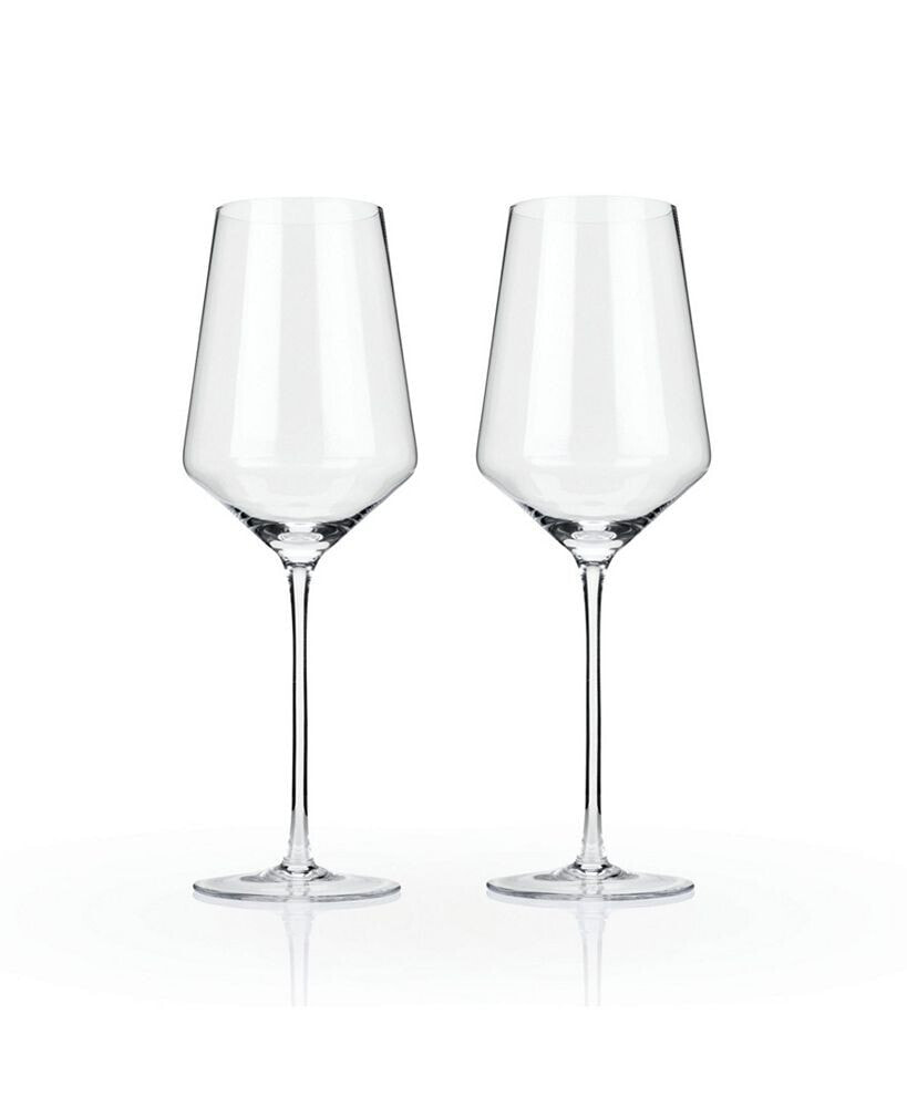 Viski raye Angled Crystal Bordeaux Wine Glasses, Set of 2, 16 Oz