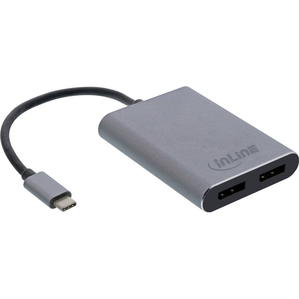 USB Dual Display Converter - USB Type-C to 2x DisplayPort F - 4K black - 0.1 m - USB Type-C - 2 x DisplayPort - Male - Female - Straight