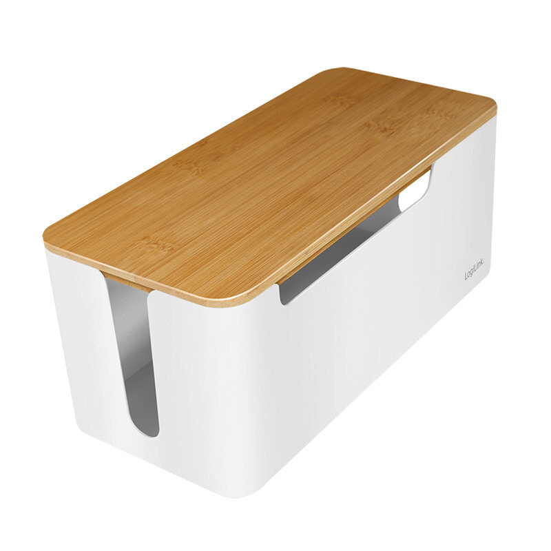 LogiLink KAB0075 - Logitech Kabelbox mit Bambus-Deckel - Power extension cover - White - Wood - Bamboo - Plastic - 140 mm - 310 mm - 130 mm