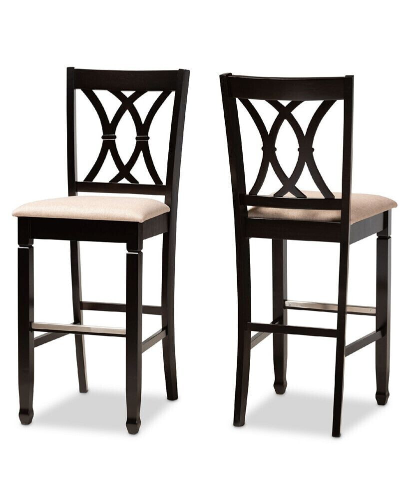 Calista Modern and Contemporary Fabric Upholstered 2 Piece Bar Stool Set