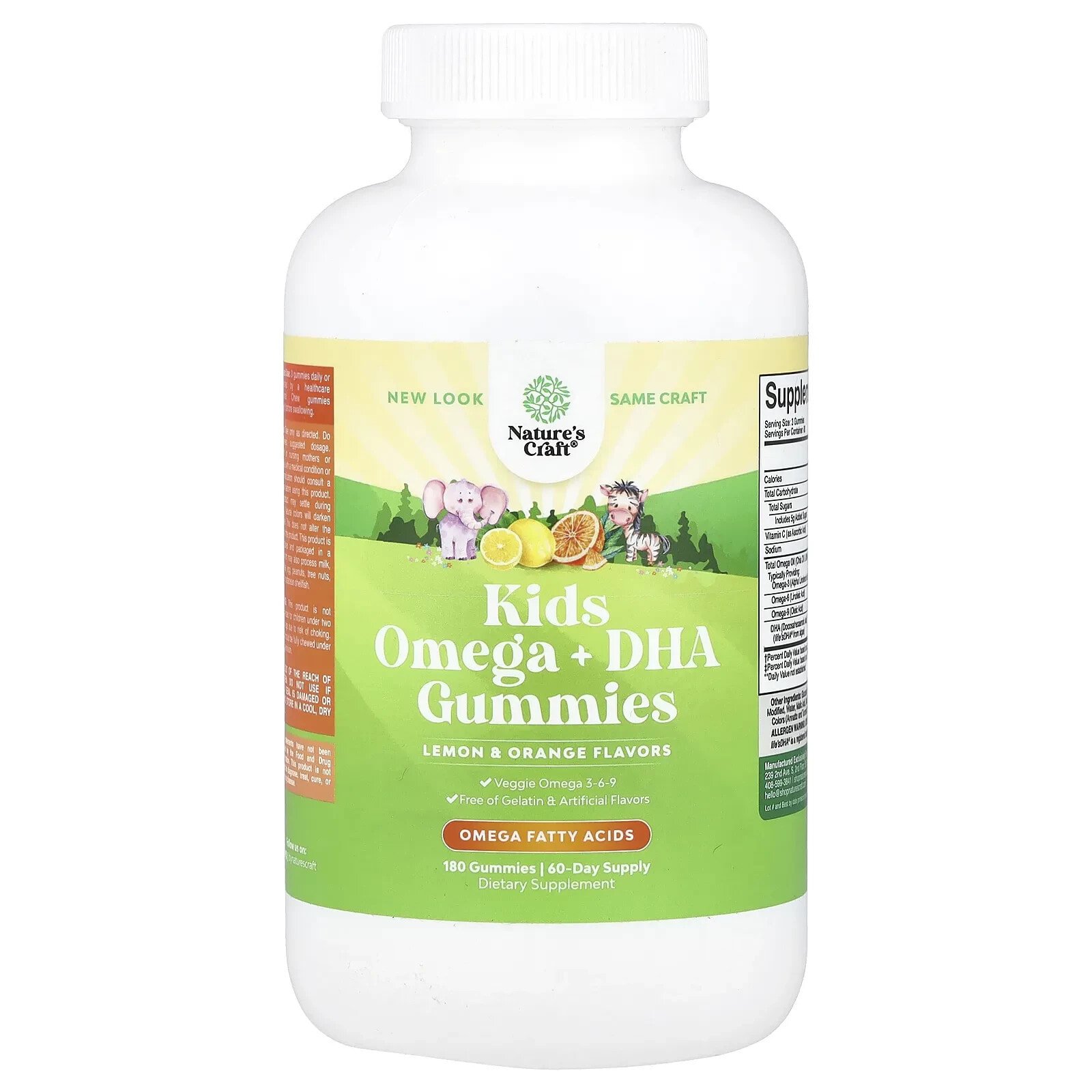 Kids Omega + DHA Gummies, Lemon & Orange, 180 Gummies