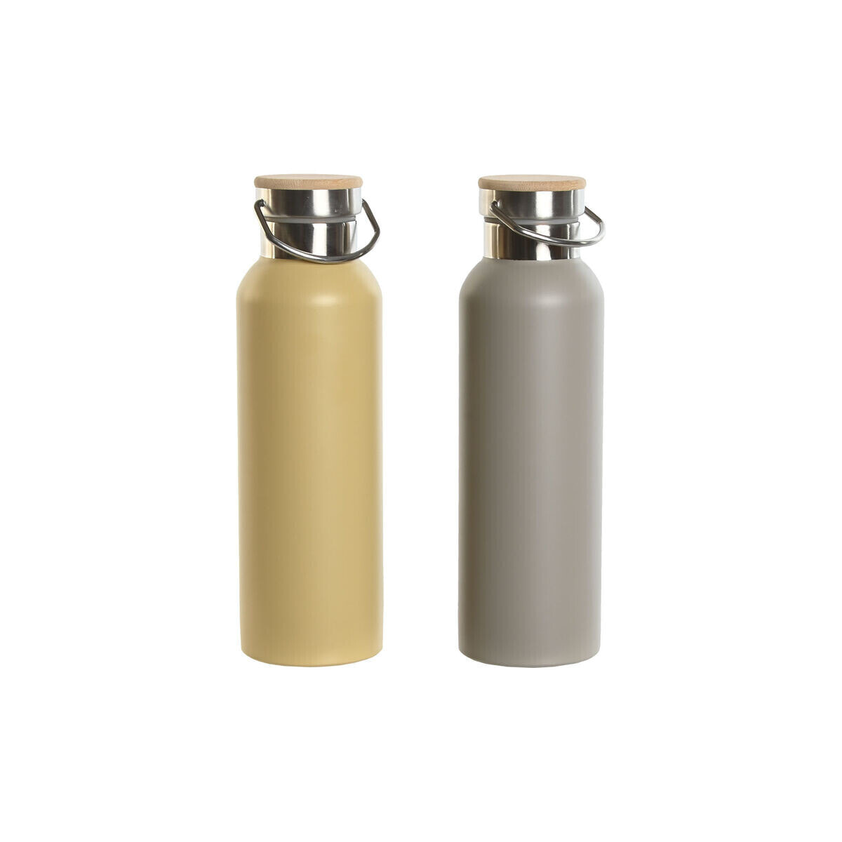 Thermal Bottle Home ESPRIT Beige Grey 500 ml (2 Units)