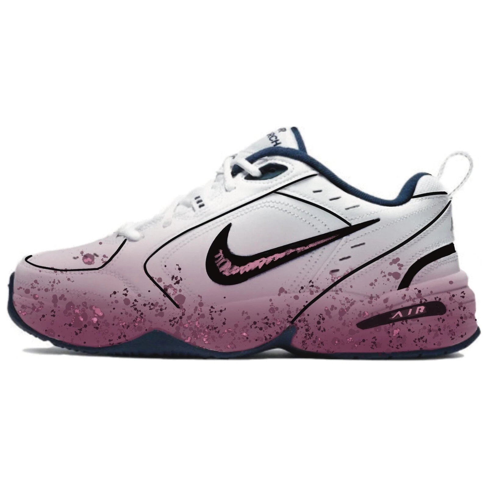 Nike Air Monarch 4 Anti-Slip Wear-Resistant Low-Top Chunky Sneakers Unisex Purple White