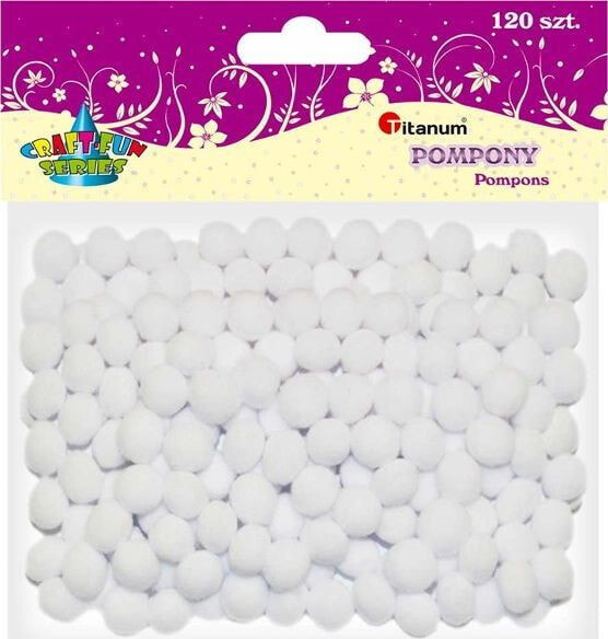 Titanum Polyester pom poms white 10mm 120pcs CRAFT-FUN