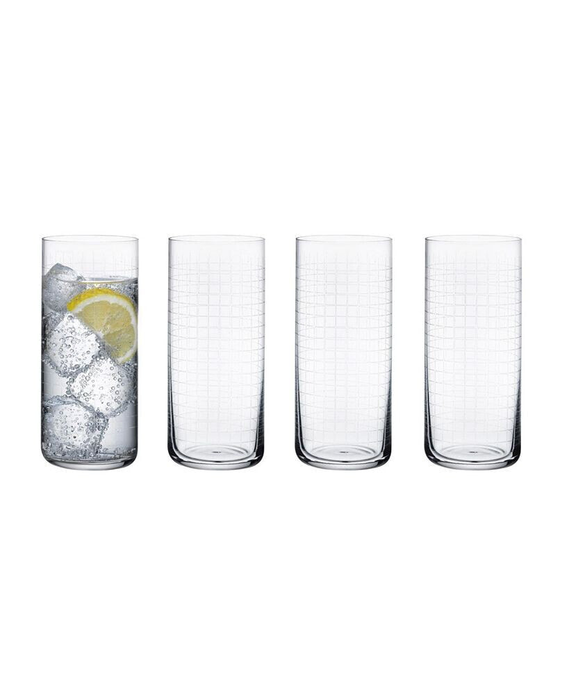 4 Piece Finesse Grid Long Drink Glass, 11.75 oz