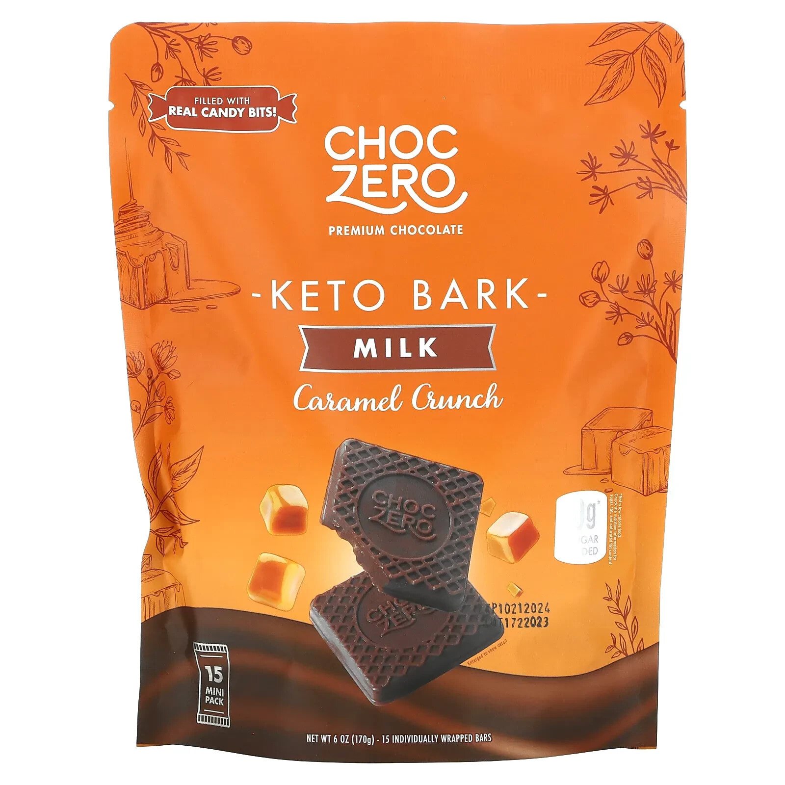 Keto Bark, Milk Caramel Crunch, 15 Mini Packs, 6 oz (170 g)