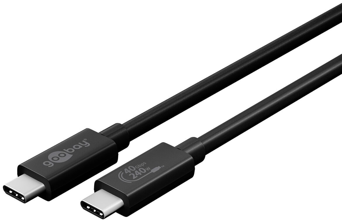 Goobay Sync & Charge USB-C Cable - USB4 Gen 3x2 - 240 W - 0.7 m - 0.7 m - USB C - USB C - USB4 Gen 3x2 - 40000 Mbit/s - Black