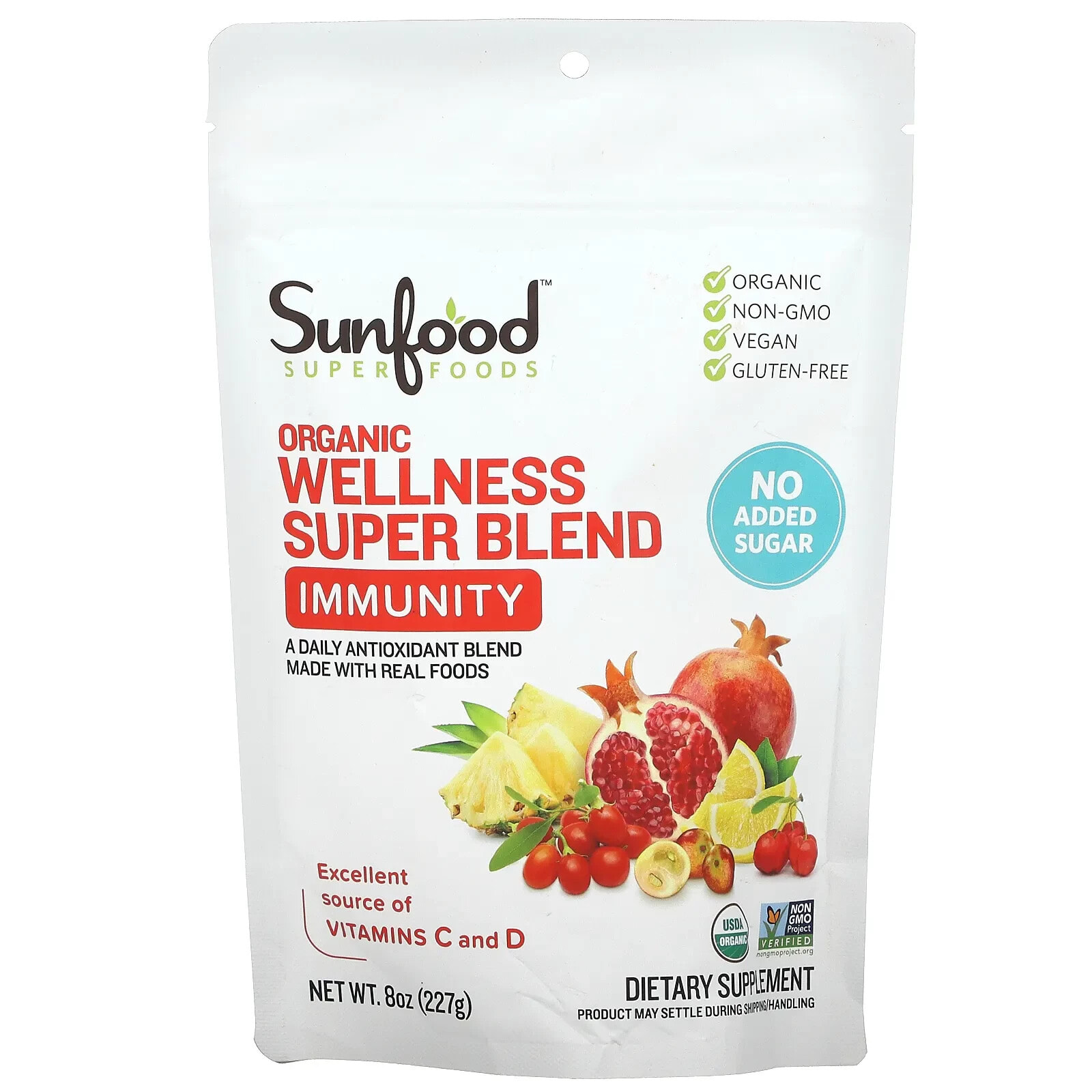 Санфуд, Organic Wellness Super Blend, иммунитет, 227 г (8 унций)