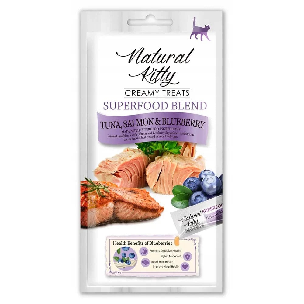 NATURAL KITTY Superfood Blend Tuna salmon and blueberry 4x12g cat treat