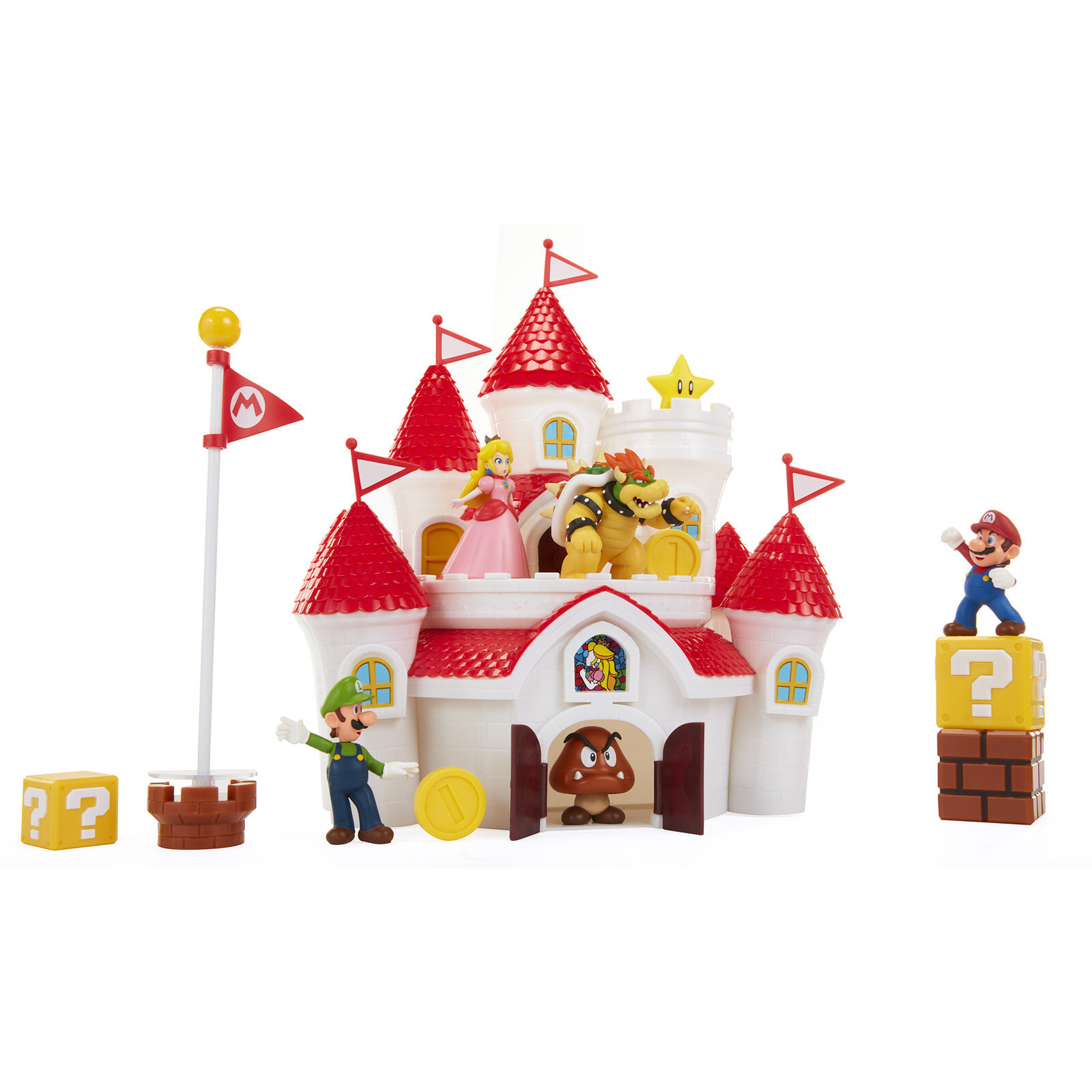 Игровой набор Nintendo Super Mario Deluxe Mushroom Kingdom Castle Замок  Марио с 5 фигурками 6 см и 4 Аксессуарами , Марио, Луиджи, Принцессу Пич,  Боузера — купить недорого с доставкой, 226138