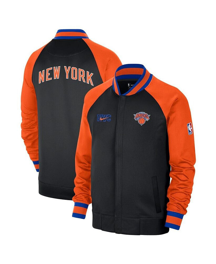 Nike men's Black, Orange New York Knicks 2022/23 City Edition Showtime Thermaflex Full-Zip Jacket