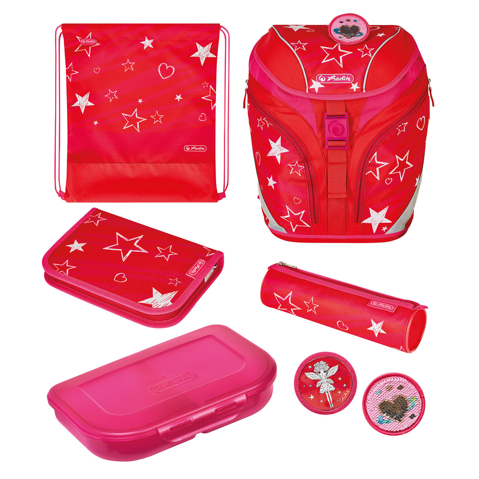 SoftLight Plus Stars&Strips - Lunch box - Pencil case - Pencil pouch - School bag - Sport bag - Girl - Grade & elementary school - Backpack - 16 L - Side pocket