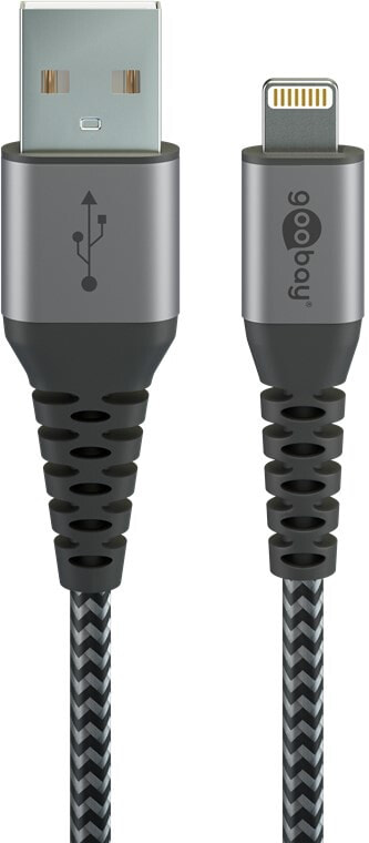 Goobay 49272 - 2 m - Lightning - USB C - Male - Male - Black - Grey