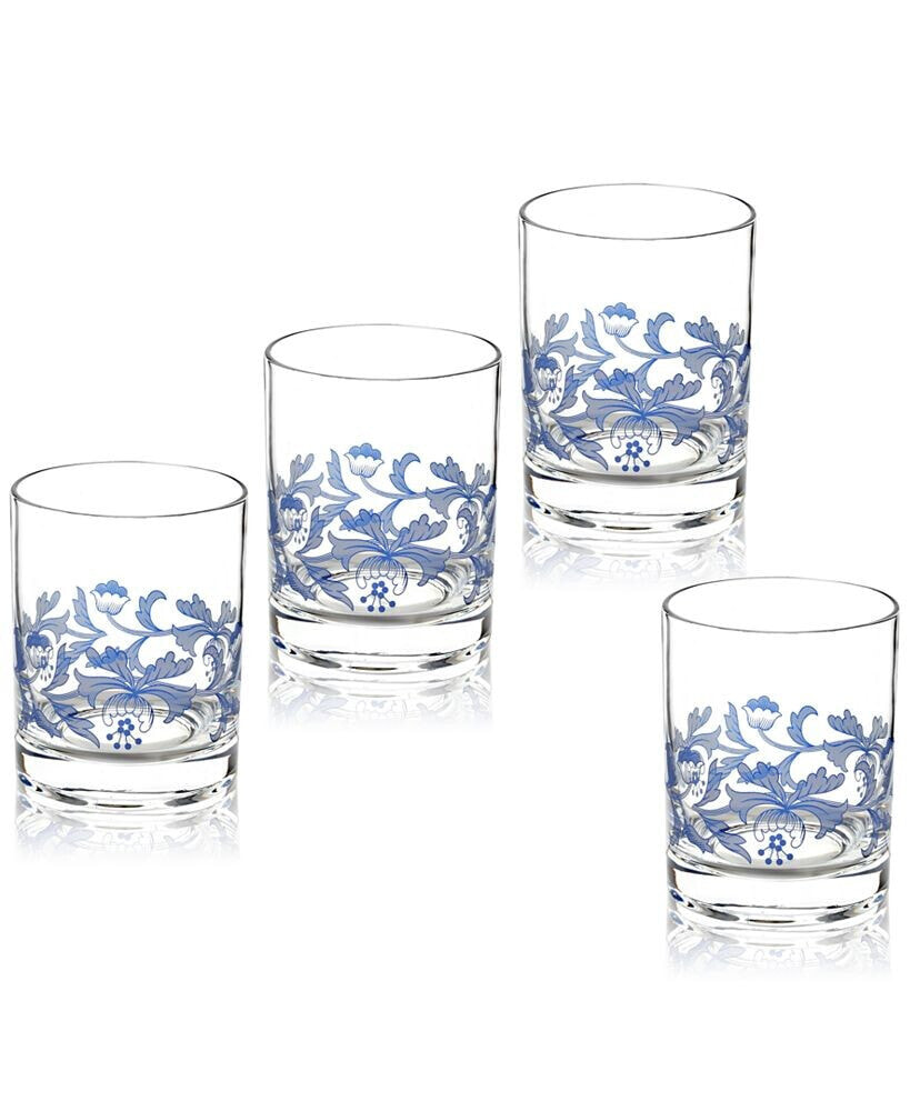 Spode blue Italian Double Old Fashioned Glasses, Set of 4